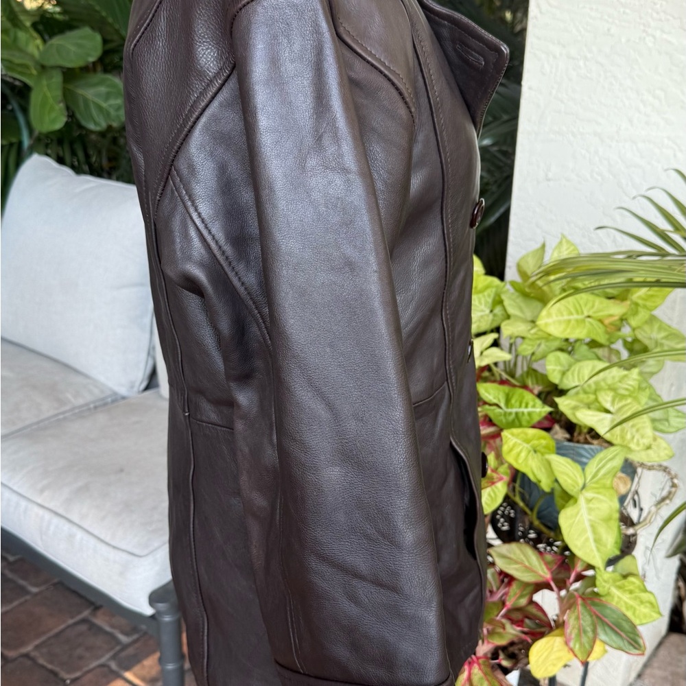 Vintage American Born Coat Women Small Brown Leather Jacket Lined Retro Y2K - Picture 7 of 16